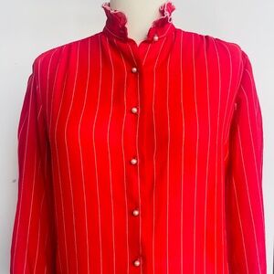 Red Blouse with white stripes